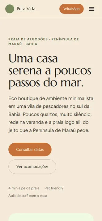 Site Pura Vida Eco Boutique no celular