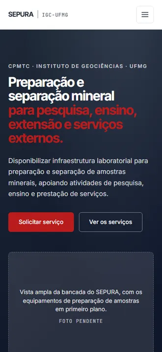 Site SEPURA no celular